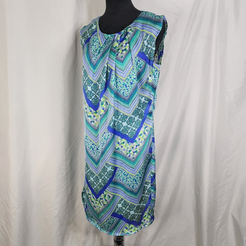 Vintage!‎ COREY P Pleated Neckline Button Back Satin Sheath Dress